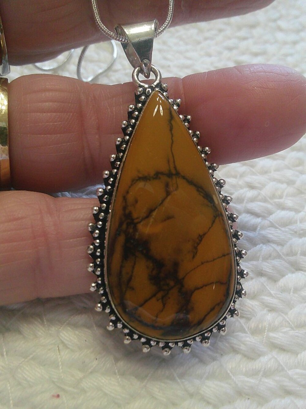Natural MOOKAITE Handmade Sterling 925 Pendant/Chain #335F